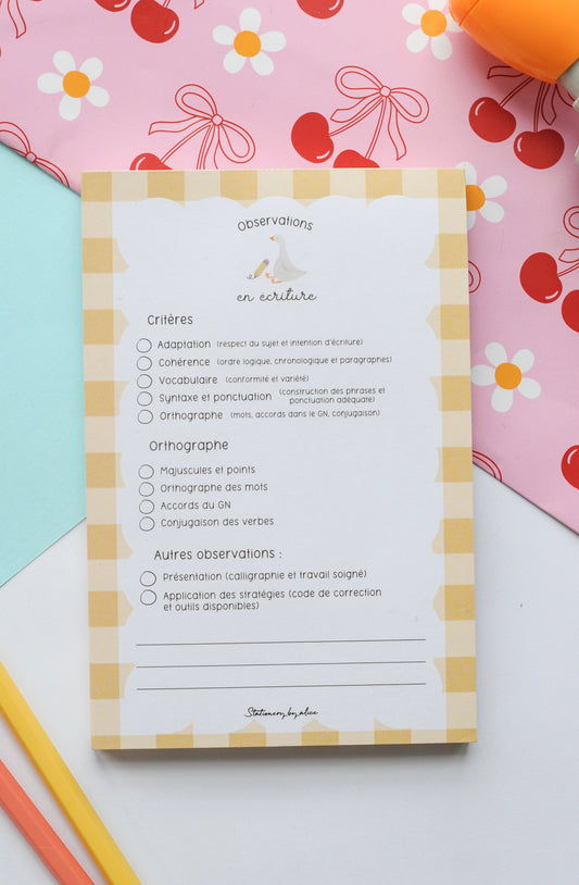 Observations en écriture