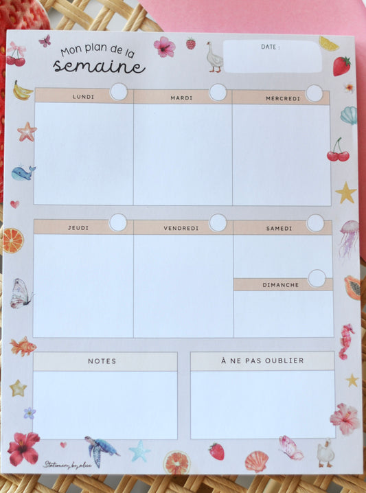 Mon plan de la semaine