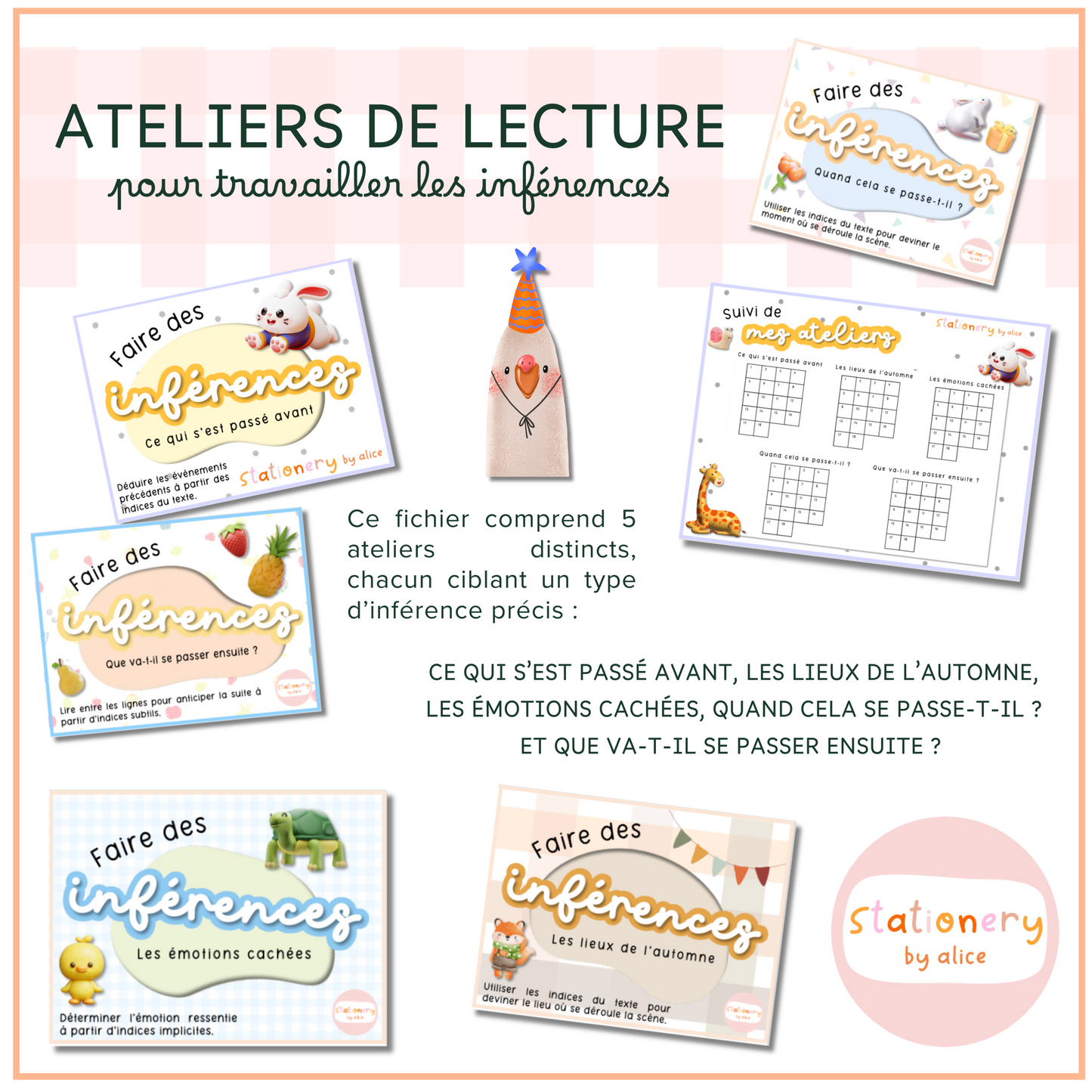Ateliers de lecture – Inférences (5 ateliers complets)