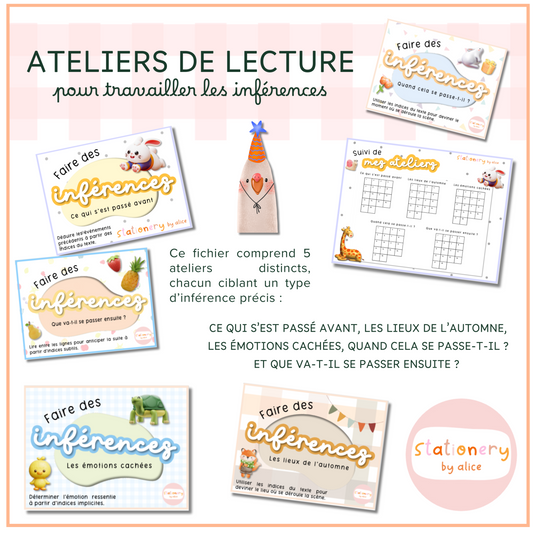 Ateliers de lecture – Inférences (5 ateliers complets)